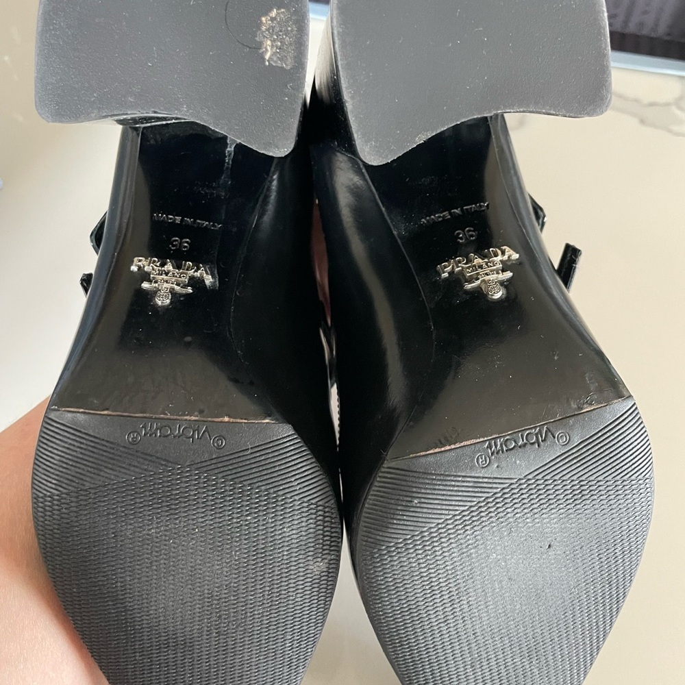 Prada Black Heels with Silver Accents - Picture 5 of 10